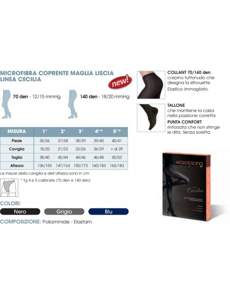 MODASANA COLLANT 70 MAGLIA LISCIA MICROFIBRA LINEA CECILIA