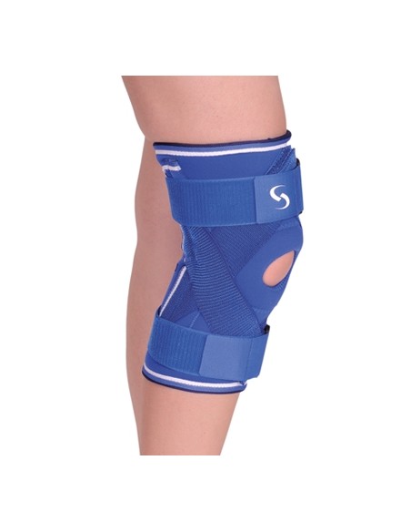 T834 GINOCCHIERA IN NEOPRENE CON FORO ROTULEO, STECCHE FLESSIBILI E 2 FASCE AD INCROCIO ROTULEO