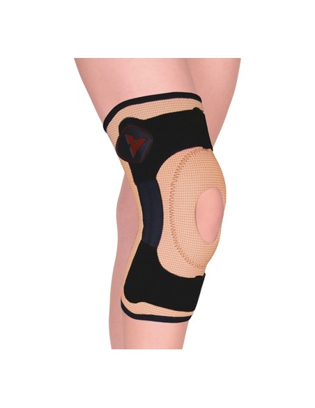 T163 GINOCCHIERA CON FORO ROTULEO IN SILICONE, STECCHE A SPIRALI, CON ALOE VERA E FIBRA D’ARGENTO